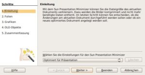 Abbildung 9: Mit dem Sun Presentation Minimizer komprimieren Sie Ihre Präsentation auf eine vernünftige Größe.