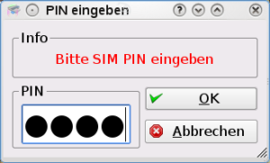 Beim Start von Umtsmon erscheint die PIN-Abfrage.