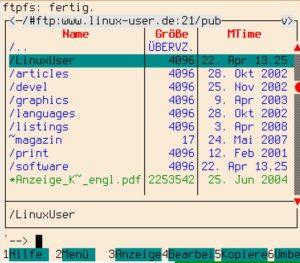 Abbildung 1: Mit Netcat entdeckt und über den FTP-Client besucht: Der FTP-Server von LinuxUser.