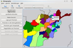 Abbildung 11: KGeography vermittelt auf spielerische Weise Wissen im Bereich Erdkunde.