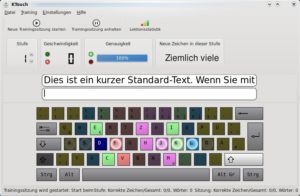 Abbildung 21: KTouch lehrt das 10-Finger-Tippsystem für verschiedenste Tastaturlayouts.