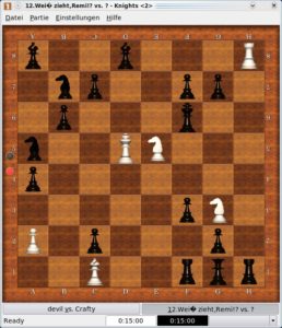 Abbildung 29: Knights beherrscht die Spielvarianten Nutzer gegen Engine, Engine gegen Engine und Online-Schach.