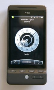Abbildung 3: Eine Uhr für jeden Geschmack: Mehrere Widgets für die Bedienoberfläche liefert HTC gleich mit.