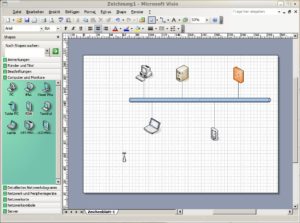 Abbildung 4: MS Visio 2003 startete im Test unter Ubuntu zwar problemlos, doch sobald die Diagramme etwas umfangreicher wurden, erschien trotz 1,5 GByte an freiem RAM die Fehlermeldung     <code srcset=