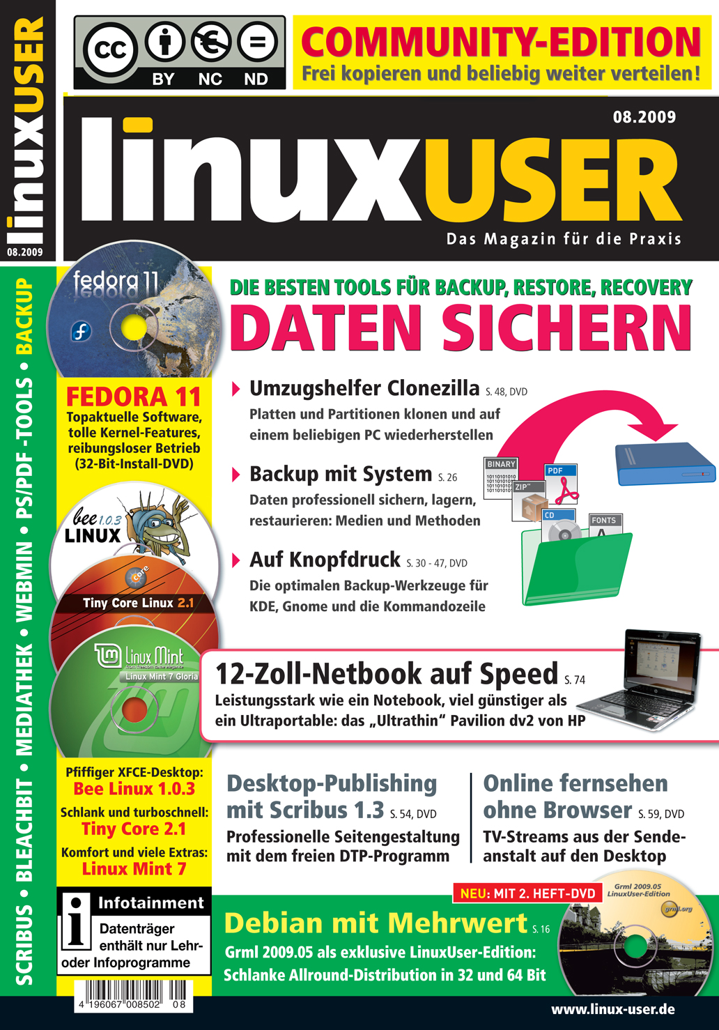 Heftcover LinuxUser Community Edition 08/2009