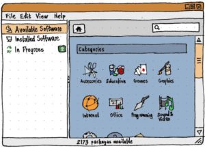 Eine frühe Skizze des Software Stores, den Canonical nun für Ubuntu 9.10 verwirklicht hat.