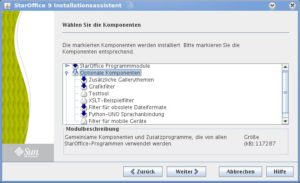 Abbildung 1: Die Voreinstellungen im Installationsprogramm sind sinnvoll gewählt. Wer mag, kann mit dem Abwählen nicht notwendiger Sprachpakete und Programmmodule Speicherplatz sparen.