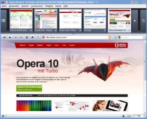 Abbildung 1: Die neuen visuellen Tabs in Opera 10 zeigen eine Vorschau der geöffneten Seiten an.