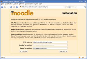 Abbildung 1: Zu Beginn der Moodle-Einrichtung prüfen Sie die Pfade und die Webadresse.