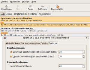 Abbildung 2: Transmission gibt im Hauptfenster eine Schätzung ab, wie lange der Download bei der aktuellen Übertragungsrate schätzungsweise dauern wird.
