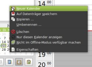 Abbildung 2: Einen neuen Kalender in Evolution erzeugen.