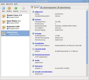 Abbildung 3: VirtualBox ermöglicht Ihnen den Start beliebiger Betriebssysteme in einem virtuellen PC.