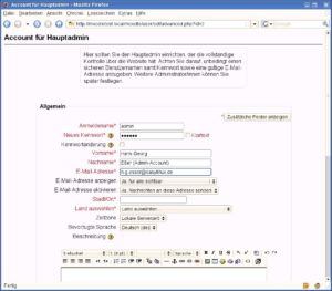 Abbildung 3: Legen Sie den Account für den Moodle-Administrator an.