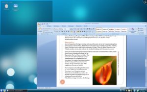 Abbildung 4: Word 2007 auf dem Kubuntu-Desktop. Zwei Welten treffen sich.