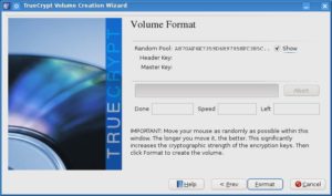 Abbildung 4: Durch Ihre Mausbewegungen in diesem Dialog erzeugt TrueCrypt "gute" Zufallszahlen.