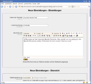 Abbildung 4: Für Besucher der neuen Moodle-Seite sind der Name der Seite und eine Kurzbeschreibung wichtig.