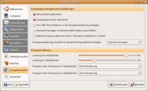 Abbildung 4: Seltener an die Steckdose: Auch Notebooks können von Ubuntu Tweak profitieren.