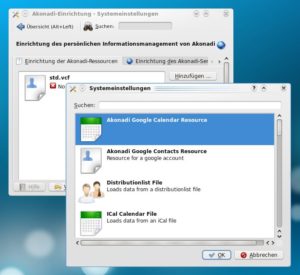 Abbildung 4: Akonadi kann ebenfalls mit Google synchronisieren.