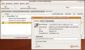 Abbildung 5: Vergessene Kennwörter, die Sie im Gnome-Schlüsselbund gespeichert haben, lassen Sie Seahorse anzeigen.