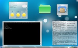 Abbildung 6: Die Python-Plasmoiden Magic Folder, Tarmoid, Plasmacon, Logviewer und Pyweather unter Ubuntu.