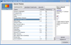 Abbildung 7: Das Look & Feel von Amarok passen Sie mit neuen Themes im Handumdrehen an.