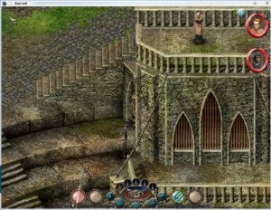 Abbildung 7: Die Spielwelt ist sehr farbenfroh gestaltet. Die grauen Burgen und kleinen Verkaufsstände vermitteln ein mittelalterliches Flair.