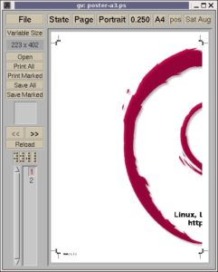 Abbildung 7: So sieht eine Einzelseite des Posters in Ghostview aus.