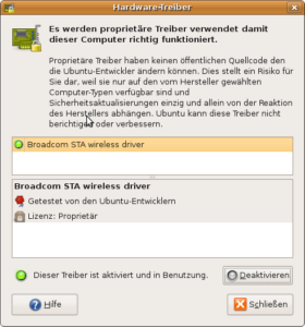Die proprietären Treiber von Broadcom funktionieren bereits im Auslieferungszustand.