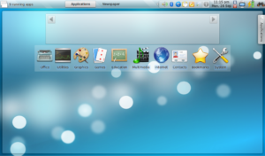 Die für Netbooks angepasste KDE-Oberfläche des Kubuntu Netbook Remix.