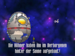 Der Todesstall (hier links im Bild) vernichtet mit seinen Laserstrahlen alles, was ihm in die Quere kommt.