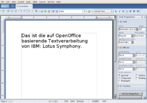 Die auf OpenOffice beruhende grafische Oberfläche des IBM-Office.