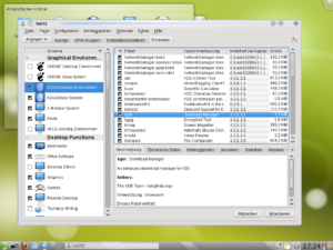 Der Standarddesktop von OpenSuse 11.2: KDE 4 mit YaST.