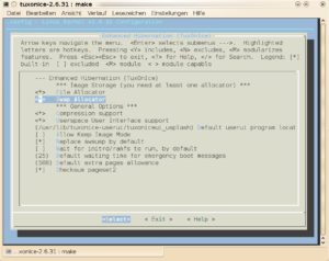 Abbildung 1: Die Kernel-Konfiguration für das Nutzen von TuxOnIce ohne Initrd.