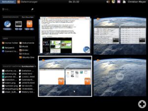 Abbildung 7: Im Übersichtsmodus von Gnome 3.0, den Sie über     <code srcset=