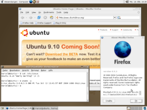 Das erste Ubuntu sieht auf den ersten Blick wie Ubuntu 9.10 aus, ist aber in Wirklichkeit Version 4.10.