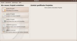 Abbildung 1: Ubuntu setzt standardmäßig auf das Brennprogramm Brasero. Es ergänzt die Brennfunktionen des Dateimanagers Nautilus.