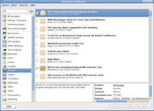 Abbildung 2: Fedora verwendet als grafische Benutzeroberfläche für RPM den Gnome Package Manager, kurz GPK.
