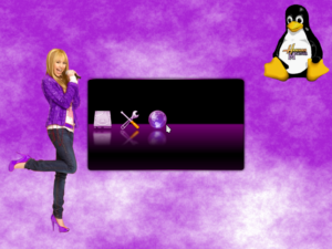 So sexy haben Sie Tux (oben rechts) noch nie gesehen: Der KDE-Splashscreen von Hannah Montana Linux.