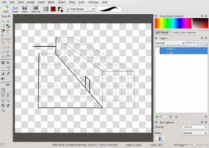 Das KDE-Bildbearbeitungsprogramm Krita zeigt ein Raster an, das die Arbeit mit der Perspektive vereinfacht.