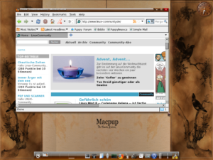 Der Enlightenment-Desktop von Macpup mit einem japanischen Touch.