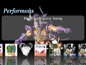 Die Auswahl eines Songs erfolgt in einer iTunes-ähnlichen Ansicht. Für Freunde freier Software gibt es sogar einen eigenen Song.