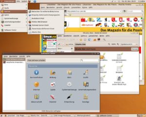 Neben zahlreichen Änderungen unter der Haube und einer topaktuellen Softwareausstattung bringt Ubuntu 9.10 auch ein neues, etwas düster wirkendes Desktop-Theme mit.