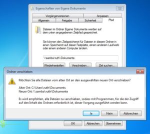 Abbildung 11: Den Speicherpfad für die Dokumente eines Nutzers biegen Sie ganz einfach auf dem Samba-Server um.