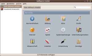 Abbildung 1: Das Ubuntu Software-Center sortiert die Anwendungen in Bereiche.