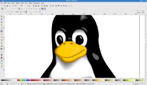 Abbildung 2: Erinnert an Gimp, ist aber Inkscape: Der Tux, den Sie hier im Ausschnitt sehen, ist eine Vektorgrafik und lässt sich auch auf ein Acht-mal-acht-Meter-Plakat verlustfrei drucken.