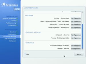 Abbildung 2: Am Ende der Installationsprozedur fasst Mandriva die Konfiguration zusammen.