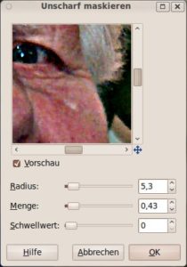 Abbildung 3: Der Filter "Unscharf maskieren" arbeitet die Konturen stärker hervor.
