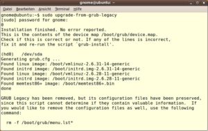 Abbildung 4: Das Kommando "upgrade-from-grub-legacy" stellt endgültig auf den neuen Bootmanager Grub 2 um.