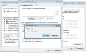Abbildung 7: Auf dem Windows-Client müssen Sie noch die Adresse des WINS-Server angeben.