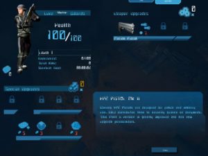 Abbildung 9: Im Upgrade-Bildschirm sehen Sie, was alles in Ihrem Rucksack steckt. Über ihn behalten Sie die Waffen, Munition und Medi-Kits im Auge.